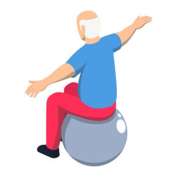 Hernia Illustratie van man die aan zijn hernia werkt